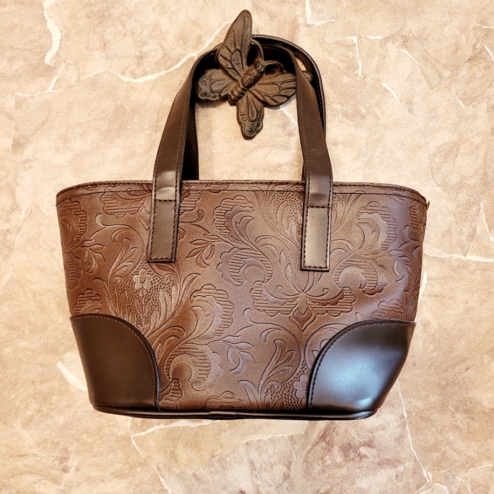 Liz Claiborne Brown Textured Bucket Style Wrist Purse